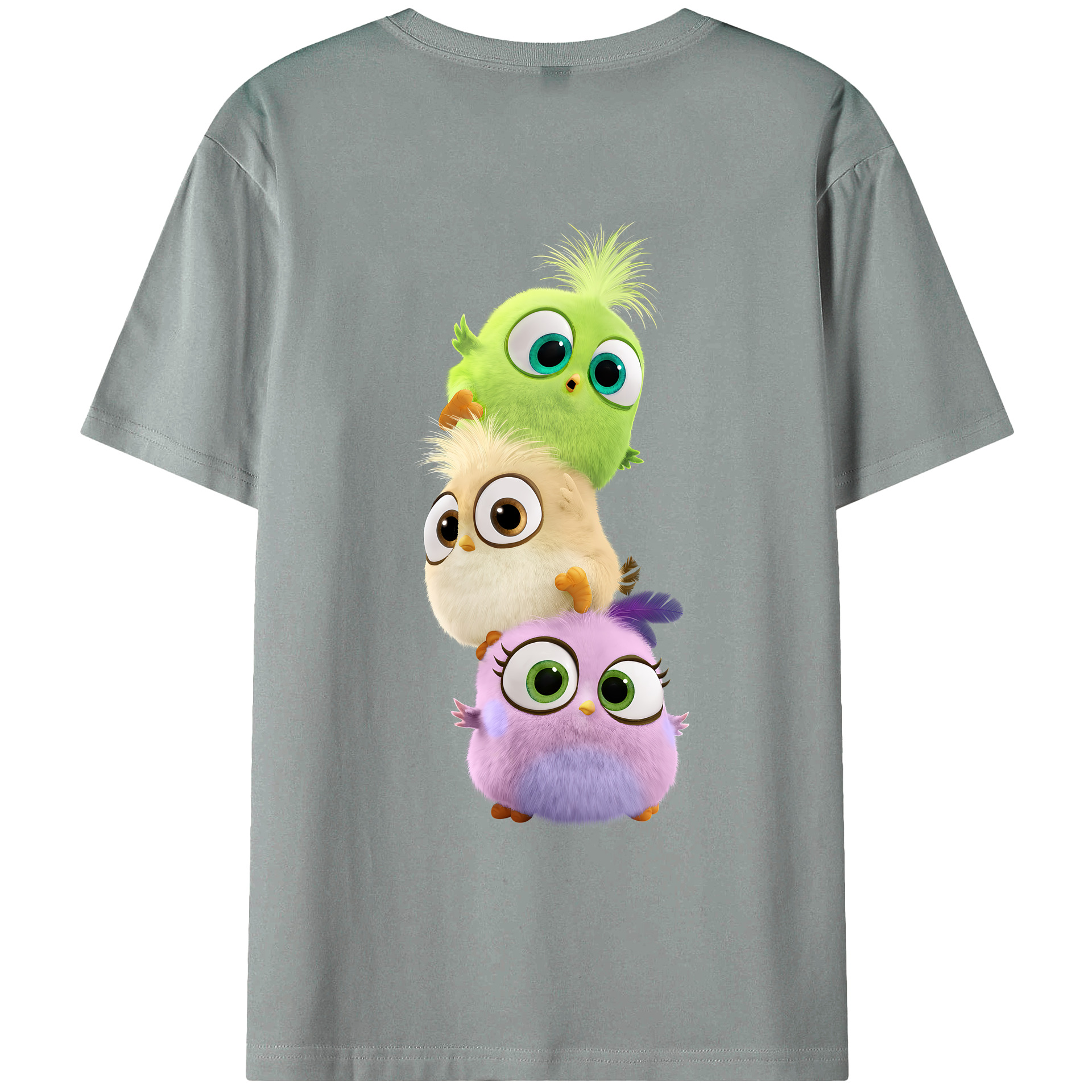 （画像用） Angry Birds アングリーバード 綿100％ メンズ半袖Tシャツ（バックプリント） 通気性